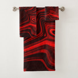 暗い背景の明るい赤と暗いカーブ。 バスタオルセット