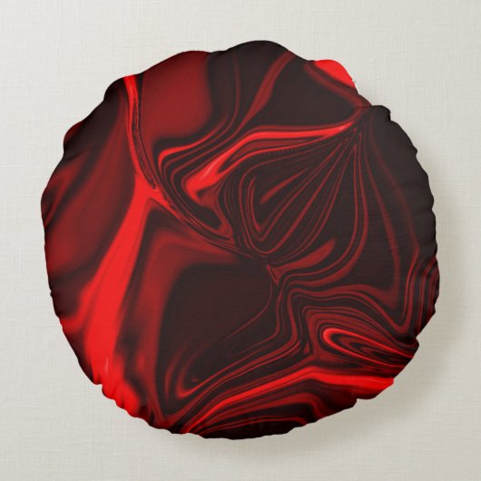 暗い背景の明るい赤と暗い赤のカーブ ラウンドクッション (裏面)