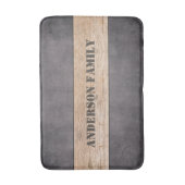 暗い背景の木目、ファミリ名 バスマット (正面縦)