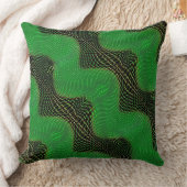 暗い背景の澄ん緑の曲線と点 クッション (ブランケット)