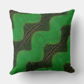 暗い背景の澄ん緑の曲線と点 クッション (裏面)