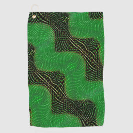 暗い背景の澄ん緑の曲線と点 ゴルフタオル