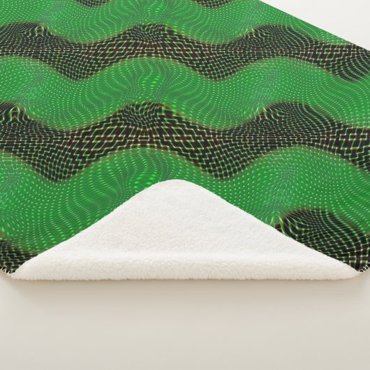 暗い背景の澄ん緑の曲線と点 シェルパブランケット (3/4)