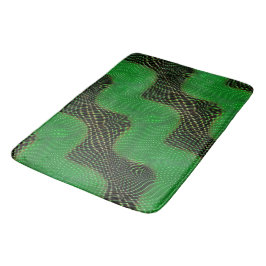 暗い背景の澄ん緑の曲線と点 バスマット