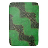 暗い背景の澄ん緑の曲線と点 バスマット (正面縦)