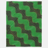 暗い背景の澄ん緑の曲線と点 フリースブランケット (正面)