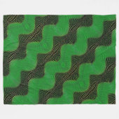 暗い背景の澄ん緑の曲線と点 フリースブランケット (正面(横))