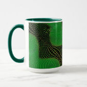 暗い背景の澄ん緑の曲線と点 マグカップ (左)