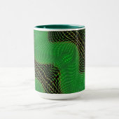 暗い背景の澄ん緑の曲線と点 マグカップ (中央)