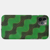 暗い背景の澄ん緑の曲線と点 Case-Mate iPhoneケース (裏面(横))