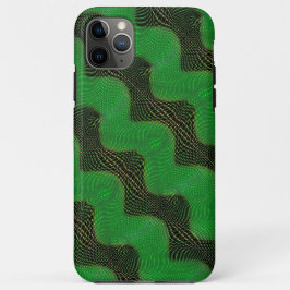 暗い背景の澄ん緑の曲線と点 iPhone 11 PRO MAXケース