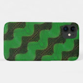 暗い背景の澄ん緑の曲線と点 Case-Mate iPhoneケース (裏面(横))