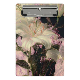 暗い背景の白いユリの花のアート ミニクリップボード