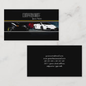 暗い背景の白くおよび黒くエキゾチックな車 名刺 (正面/裏面)