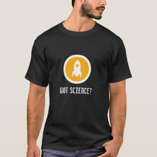 暗い背景の科学のロケットの得られたTシャツ Tシャツ
