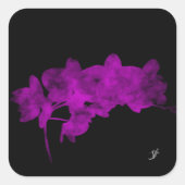 暗い背景の蘭の影 スクエアシール (正面)