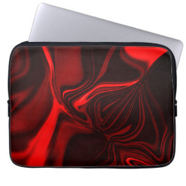 暗い背景の赤い曲線と起伏 ラップトップスリーブ