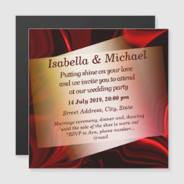 暗い背景の赤と暗い曲線 マグネット招待状