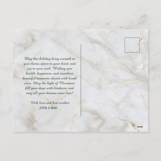 暗い背景の金ゴールドの様式化クリスマスツリー シーズンポストカード (裏面)