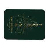 暗い背景の金ゴールドの様式化クリスマスツリー マグネット (横)