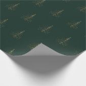 暗い背景の金ゴールドの様式化クリスマスツリー ラッピングペーパー (角)