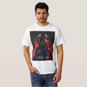 暗い背景を持つ消防士 Tシャツ (正面フル)