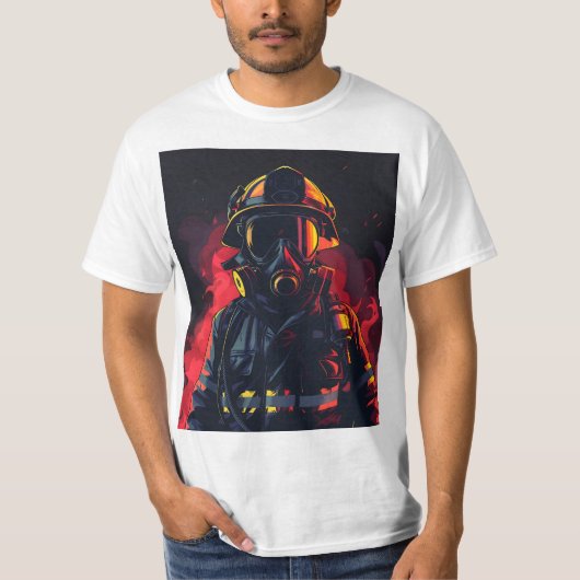 暗い背景を持つ消防士 Tシャツ (正面)