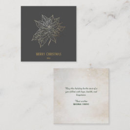 暗い背景エレガント上の金ゴールドアウトラインポインセチア スクエア名刺