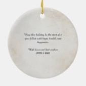 暗い背景エレガント上の金ゴールドアウトラインポインセチア セラミックオーナメント (裏面)