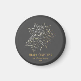 暗い背景エレガント上の金ゴールドアウトラインポインセチア マグネット