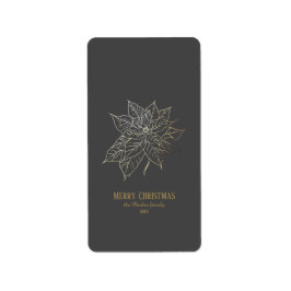 暗い背景エレガント上の金ゴールドアウトラインポインセチア ラベル