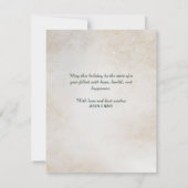 暗い背景エレガント上の金ゴールドアウトラインポインセチア 出欠カード (裏面)