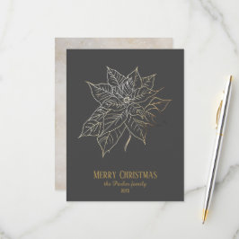 暗い背景エレガント上の金ゴールドアウトラインポインセチア 出欠カード