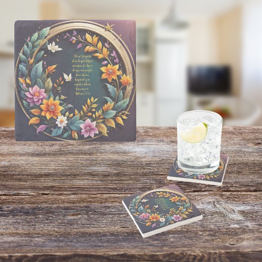 暗い背景フローラカスタマイズ可能な詩 ストーンコースター