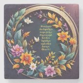 暗い背景フローラカスタマイズ可能な詩 ストーンコースター (正面)