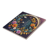 暗い背景フローラフレーム聖書の詩 タイル (側面)