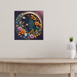 暗い背景フローラフレーム聖書の詩 ポスター