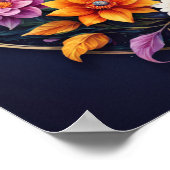 暗い背景フローラフレーム聖書の詩 ポスター (角)