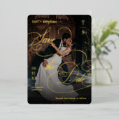 暗い色あせたフォトウルトラビッグスクリプト日付を保存 箔招待状 (立ち正面)