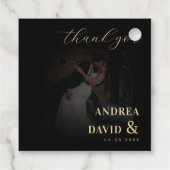 暗い色あせた写真と金ゴールドアンパサンド結婚ブラック フェイバータグ (裏面)