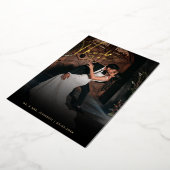 暗い色あせた写真ロマンチック黒ありがとう結婚。 箔招待状 (回転した状態)