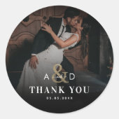 暗い色あせた写真金ゴールドアンパサンド結婚ブラック ラウンドシール (正面)