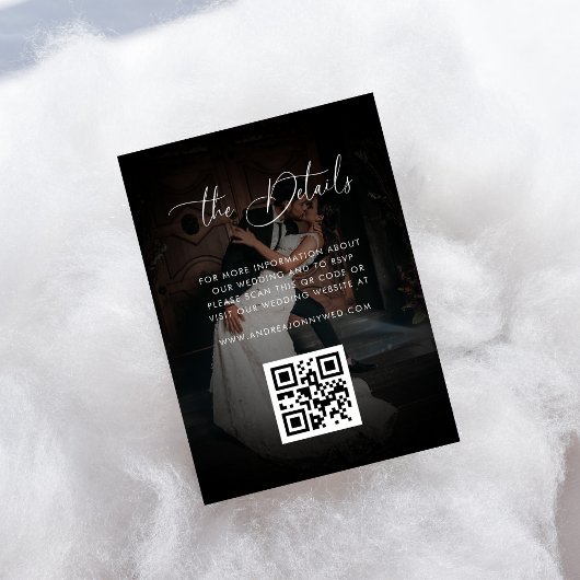 暗い色あせた写真QRコードブラック結婚の詳細 エンクロージャーカード