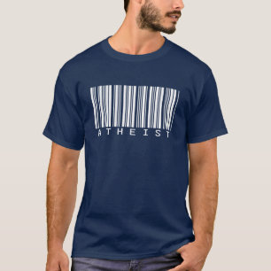 暗い色のための無神論的なバーコードのTシャツ Tシャツ