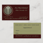 暗い色のAppointments医学のケリュケイオンの博士 予約カード (正面/裏面)