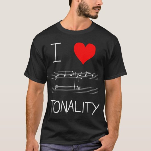 暗い色付け用 - 私は調性トリスタン和音が大好き(白線) Tシャツ (正面)