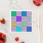 暗い色数々のの色調でレトロな幾何学的 スタンダードカクテルナプキン (インサイチュ)