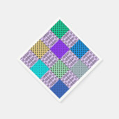 暗い色数々のの色調でレトロな幾何学的 スタンダードカクテルナプキン (角)