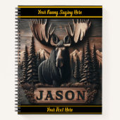 暗い色調のムース木彫り ノートブック (正面)