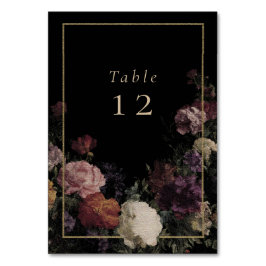 暗い花エレガント黒結婚色 テーブルナンバー
